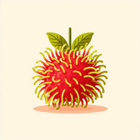 Rambutan fruit icon. Vector illustration of rambutan.のイラスト素材
