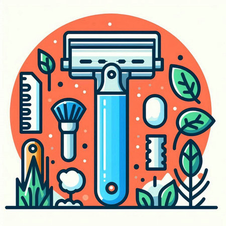 Vector illustration of a set of tools for shaving. Shaving equipment.のイラスト素材