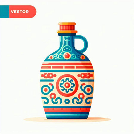 Vector illustration of a decorative vase with a pattern. Isolated on a white background.のイラスト素材