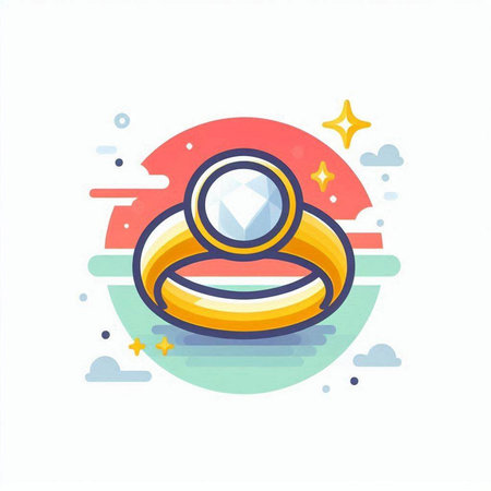 Wedding ring icon. Vector illustration in flat cartoon style.のイラスト素材
