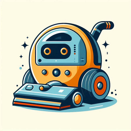 Vector illustration of a robot vacuum cleaner. Cute cartoon robot.のイラスト素材