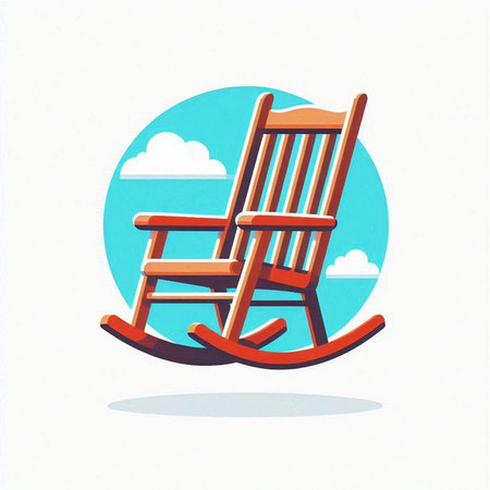 Colorful rocking chair icon in flat style. Vector illustration isolated on white background.のイラスト素材
