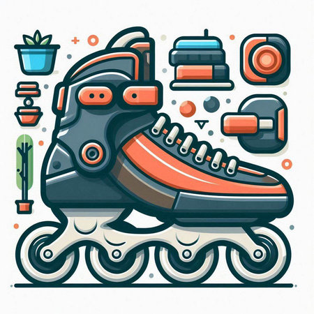 Roller skates. Vector illustration of a roller skates.のイラスト素材
