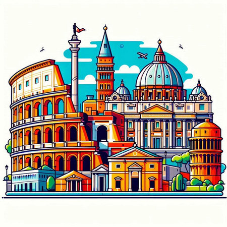 Colosseum, Rome, Italy. Colosseum is one of the symbols of Rome. Vector illustrationのイラスト素材