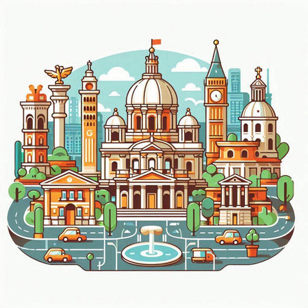 Cityscape of London, England, United Kingdom. Vector illustration.のイラスト素材