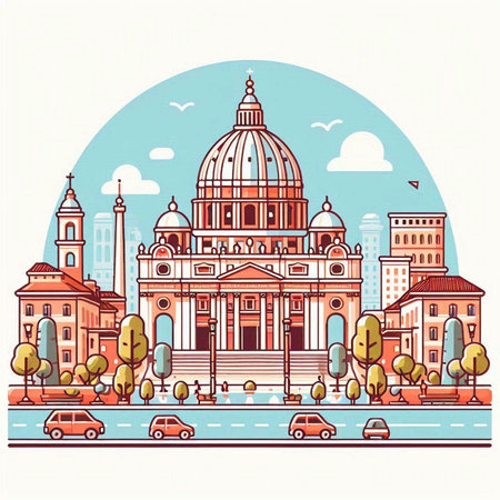 St. Paul's Cathedral in Rome, Italy. Vector illustration.のイラスト素材