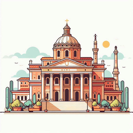 Church of the Assumption of the Blessed Virgin Mary in Rome, Italyのイラスト素材