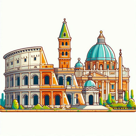 Colosseum in Rome, Italy. Colosseum is one of the symbols of Romeのイラスト素材