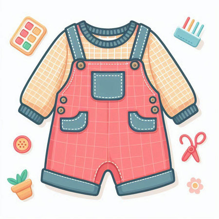 Baby clothes set. Vector illustration in cartoon style. Kids clothing.のイラスト素材