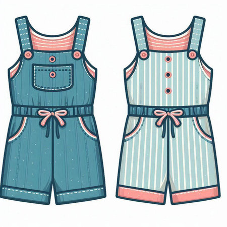 Children's summer clothes. Vector illustration of children's summer clothing.のイラスト素材