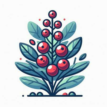 Christmas tree with red berries. Vector illustration in doodle style.のイラスト素材