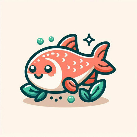 Cute kawaii fish. Vector illustration in cartoon style.のイラスト素材