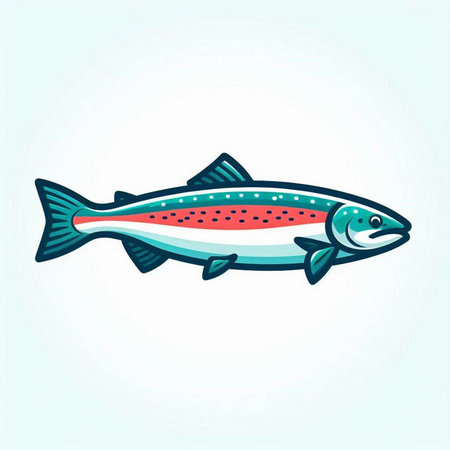 Salmon fish icon. Vector illustration of a rainbow trout fish.のイラスト素材
