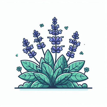 Lavender flowers. Hand drawn vector illustration isolated on white background.のイラスト素材