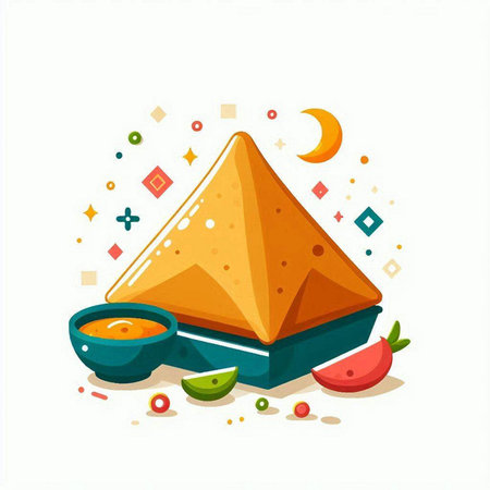 Vector illustration of mexican food, nachos and ingredientsのイラスト素材