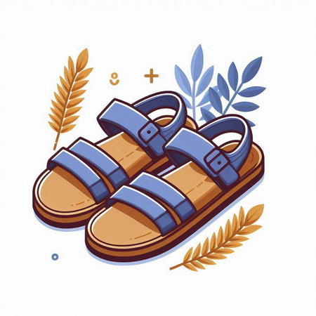 Illustration of a pair of slippers on a white background.のイラスト素材