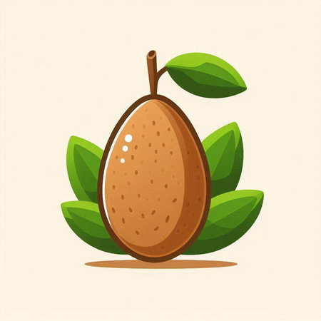 Whole kiwi fruit with green leaves. Vector illustration.のイラスト素材