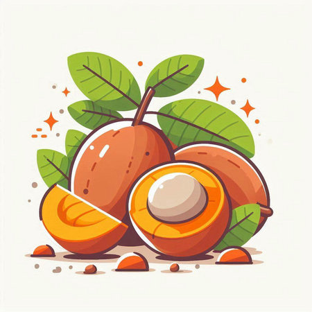 Vector illustration of tropical fruit, mangosteen. Cartoon style.のイラスト素材