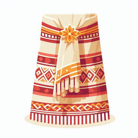 Thai style skirt, isolated on white background. Vector illustration.のイラスト素材