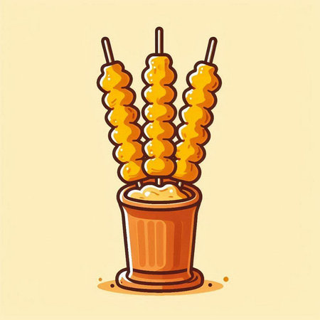 Skewers on skewers with vegetables and sauce. Vector illustrationのイラスト素材