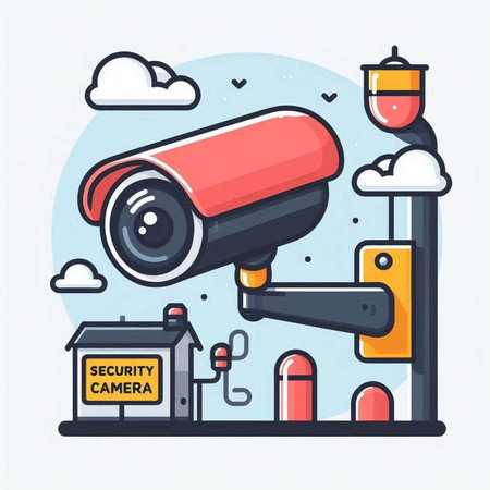 Vector illustration of security camera. Cctv, surveillance system.のイラスト素材