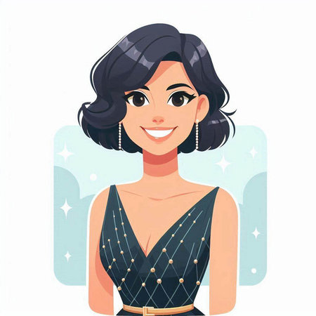 Portrait of beautiful young woman in retro style. Vector illustration.のイラスト素材