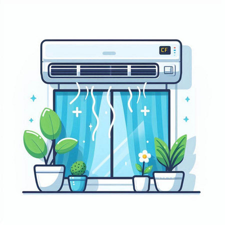 Air conditioner in flat style. Vector illustration on white background.のイラスト素材