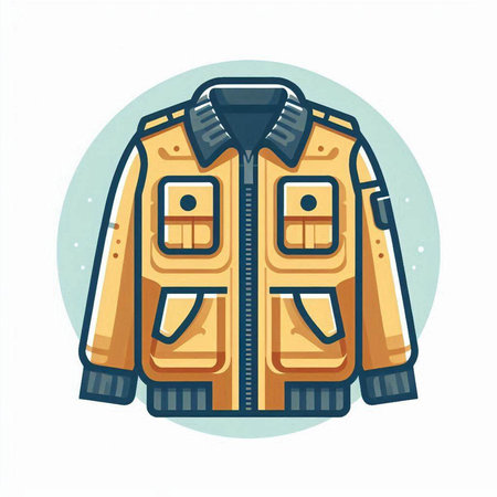 Winter jacket icon in flat style isolated on white background. Vector illustration.のイラスト素材