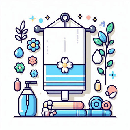 Spa and Wellness Concept. Vector Illustration in Line Styleのイラスト素材