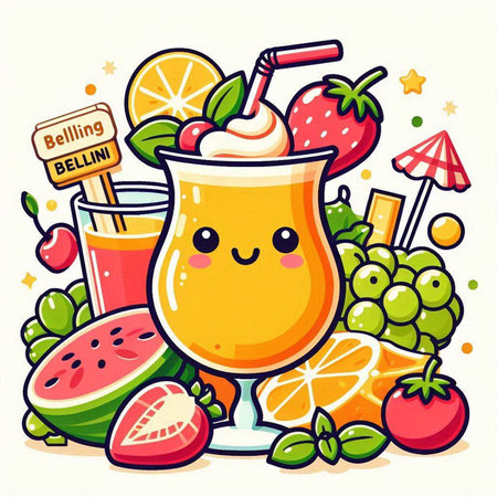 Fruit juice cartoon illustration. Vector illustration of a fruit juice.のイラスト素材