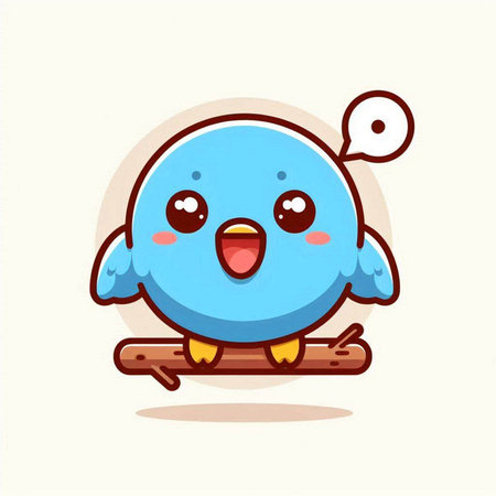 Cute Blue Bird Cartoon Mascot Character Vector Illustration.のイラスト素材