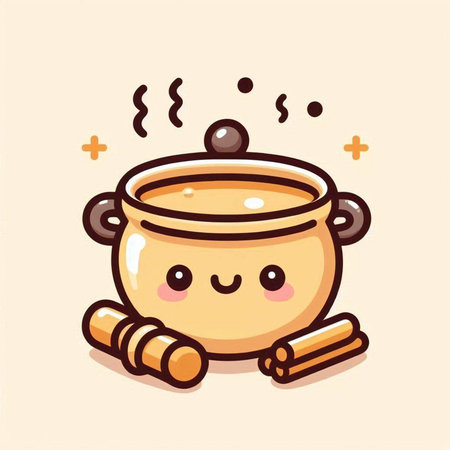 Cute cooking pot vector illustration. Cute cooking pot icon.のイラスト素材