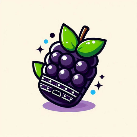 Blackberry fruit icon in cartoon style. Vector illustration isolated on white background.のイラスト素材