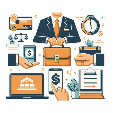 Business and finance icons set. Vector illustration in thin line style.のイラスト素材