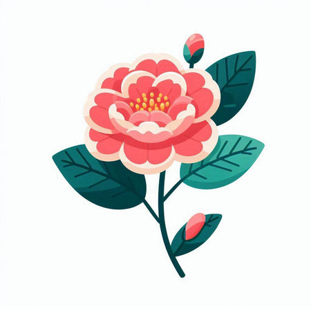 Cute flower with leaves. Vector illustration in flat cartoon style.のイラスト素材