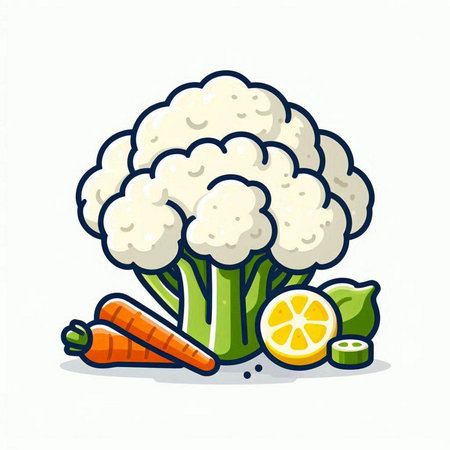 Cauliflower and carrot vector illustration. Cauliflower and carrot vector illustration.のイラスト素材