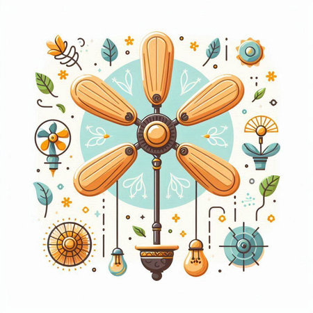 Vintage electric fan. Vector illustration in retro style. Hand drawn.のイラスト素材