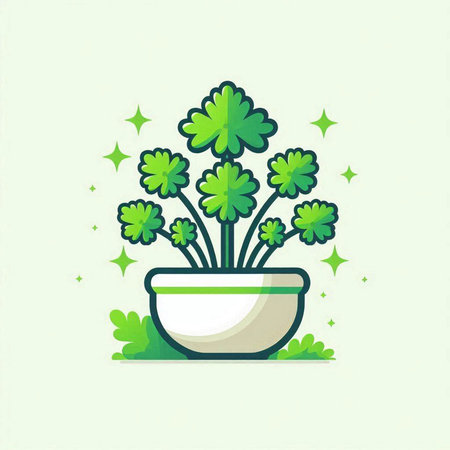 Flowerpot with clover in flat style. Vector illustration.のイラスト素材