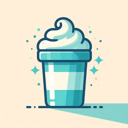 Coffee cup with whipped cream. Vector illustration in flat style.のイラスト素材