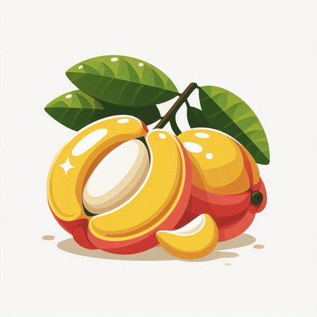 mango fruit on white background, vector illustration, eps10のイラスト素材