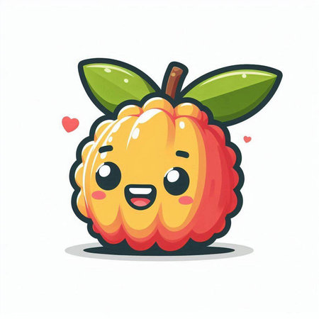 Cute cartoon kawaii kawaii kiwano fruit vector illustration.のイラスト素材