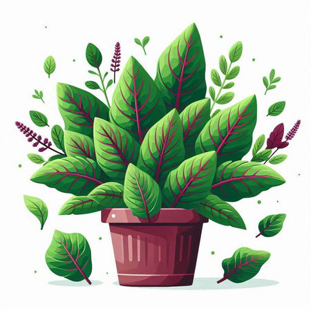 Houseplant in pot isolated on white background. Vector cartoon illustration.のイラスト素材
