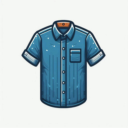 Vector illustration of a blue shirt on a white background. Isolated.のイラスト素材