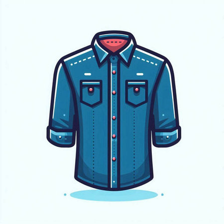 Blue shirt on a white background. Vector illustration in cartoon style.のイラスト素材