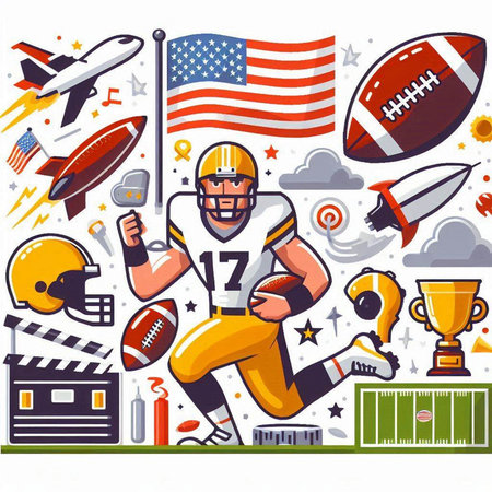American football, rugby, american football, american football, vector illustration.のイラスト素材