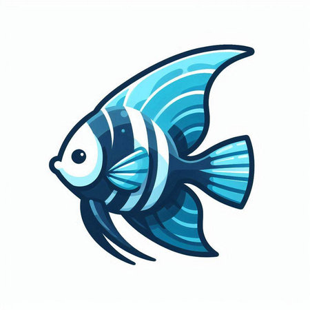 Blue fish on a white background. Vector illustration for your design.のイラスト素材