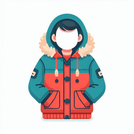 Young man in a winter jacket and a medical mask. Vector illustration.のイラスト素材