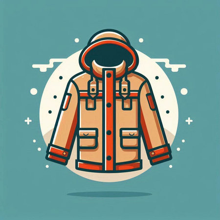 Winter jacket vector illustration in flat style. Vector illustration of winter jacket.のイラスト素材