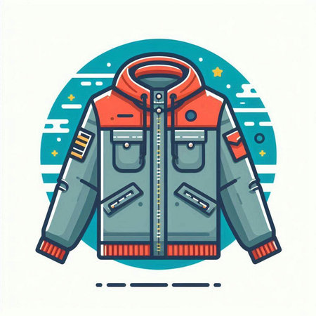 Winter jacket. Vector illustration of a jacket in the style of flat design.のイラスト素材