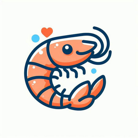 Shrimp icon. Seafood restaurant menu design. Vector illustration.のイラスト素材